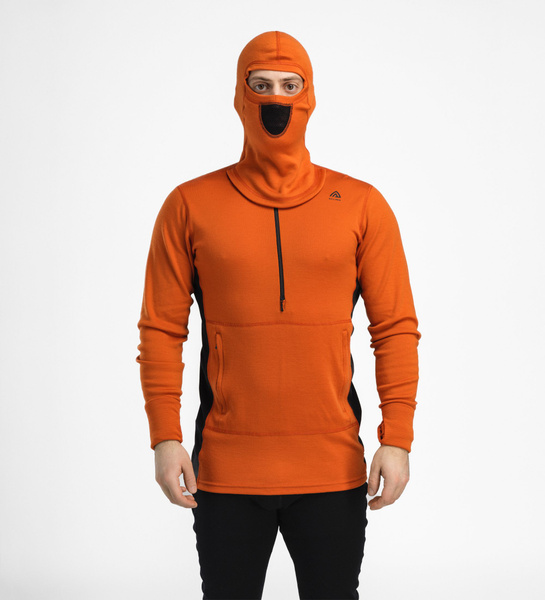 WarmWool Hoodsweater w/zip M's Gold Flame/Jet Black | Aclima.com