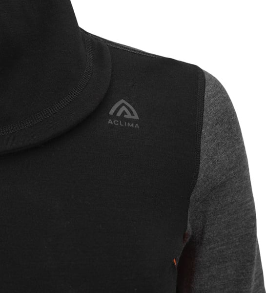 【ACLIMA】 WARM WOOL HOOD SWEATER　S　BLACK WarmWool Hoodsweater w/zip W's Jet Black/Marengo/Gold Flame