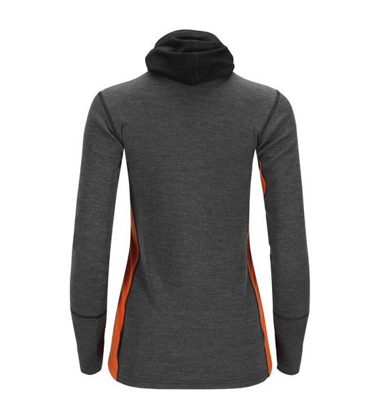 WarmWool Hoodsweater w/zip W's Jet Black/Marengo/Gold Flame