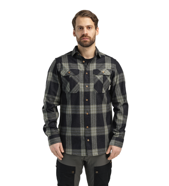 reborn woolshirt M's Check Dark Grey/Green | Aclima.com